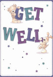 Infused with the grace and warmth of Belgravia's quiet elegance, this joyful get well card presents two lovable characters-a teddy bear and a puppy-caught in a moment of playful encouragement. The bear, with his plush brown fur, and the puppy, floppy-eared and eager, balance the colourful 'Get Well' message between them, painted in lush purples and calming teals against a creamy white background. Around them, delicate stars in lavender and blue twinkle like the lights of late afternoon in Belgravia's hidden courtyards. Each illustrated feature evokes the comfort and crafted beauty of a hand-delivered bouquet from Flowers Belgravia, where every detail is considered with both artistry and a sense of personal care. The textures suggest a comforting softness, inviting thoughts of gentle embraces or the soothing touch of a favourite blanket. It's the kind of card that would naturally arrive alongside a bespoke floral arrangement, offering just the right note of encouragement and hope-embodying the kind, uplifting spirit found throughout Belgravia's welcoming community.